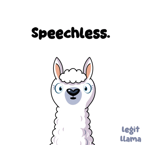 A Cartoon Llama With Its Mouth Open And The Words Speechless GIF