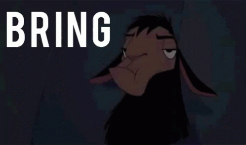 A Cartoon Llama With The Words " Bring It On " On The Bottom GIF
