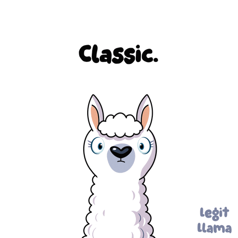 A Cartoon Llama With The Words Classic Written Above It GIF