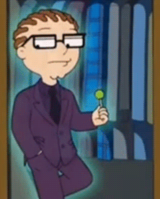 Cartoon Man In Suit Holding Green Lollipop GIF
