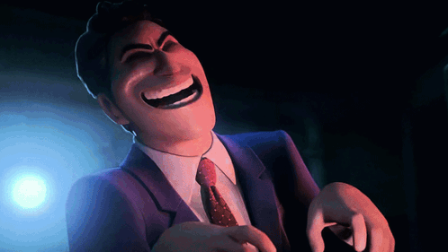 A Cartoon Man In A Suit And Tie Is Laughing GIF