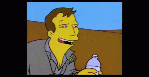 A Cartoon Man Is Holding A Bottle Of Water And Smiling GIF