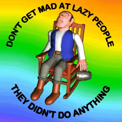 A Cartoon Man Is Sitting In A Rocking Chair With A Bottle Of Beer On His Lap GIF