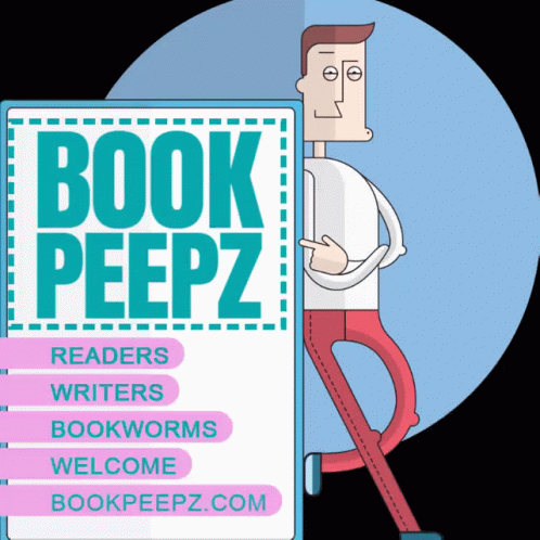 A Cartoon Man Is Standing Next To A Book Peepz Sign GIF