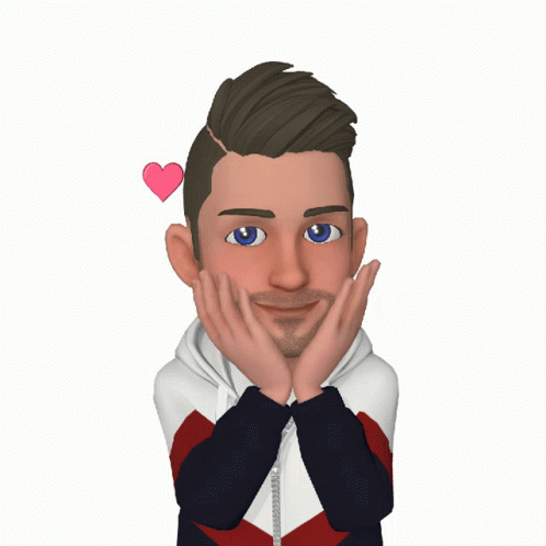 A Cartoon Man With A Heart On His Head Holds His Hands To His Face GIF