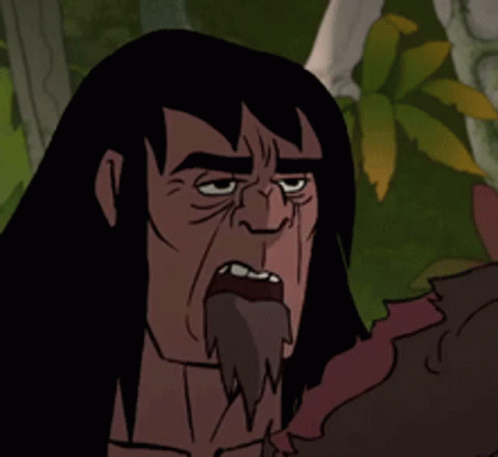 A Cartoon Man With Long Hair And A Beard Is Smiling GIF