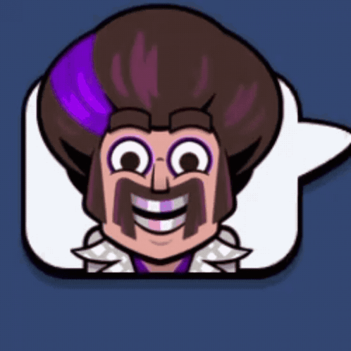 Cartoon Man With Purple Hair And Mustache Smiling GIF