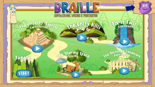 A Cartoon Map For Braille Shows A Jungle And A Pyramid GIF
