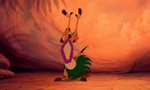A Cartoon Meerkat Is Wearing A Hula Skirt And A Lei . GIF
