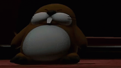 A Cartoon Mole With A Big White Belly GIF