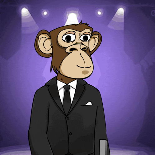 Cartoon Monkey In Suit And Tie GIF