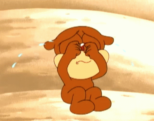 A Cartoon Monkey Is Crying With Tears Running Down His Face GIF
