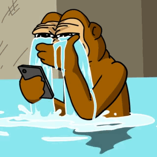 A Cartoon Monkey Is Holding A Cell Phone And Crying GIF