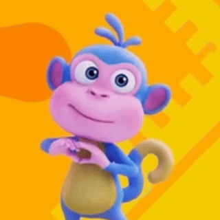A Cartoon Monkey Is Making A Heart Shape With His Hands On A Yellow Background . GIF