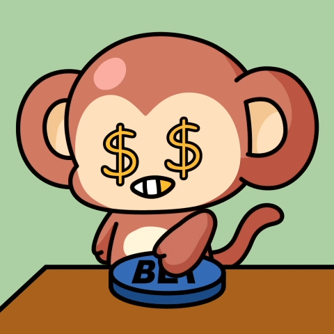 a cartoon monkey is pressing a button with the word bet on it