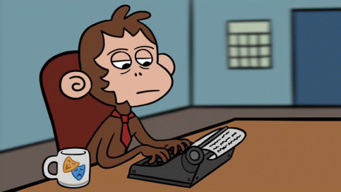 A Cartoon Monkey Is Typing On A Typewriter GIF