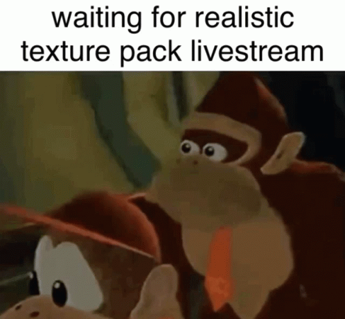 A Cartoon Monkey Is Waiting For A Realistic Texture Pack Livestream GIF