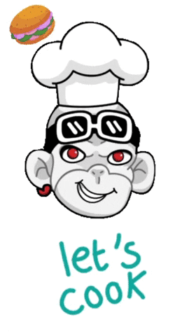A Cartoon Monkey Wearing A Chef 'S Hat And Sunglasses With The Words Let 'S Cook Below It GIF