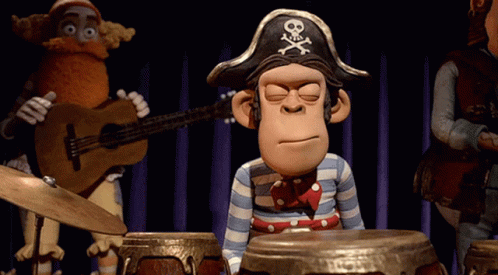 Cartoon Monkey Pirate Hat With Skulls And Crossbones GIF