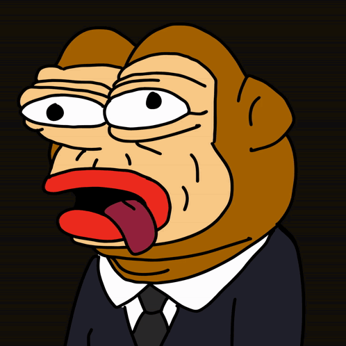 A Cartoon Monkey Wearing A Suit And Tie With His Tongue Out GIF