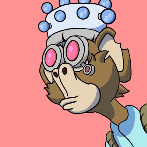 A Cartoon Monkey Wearing Glasses And A Crown GIF