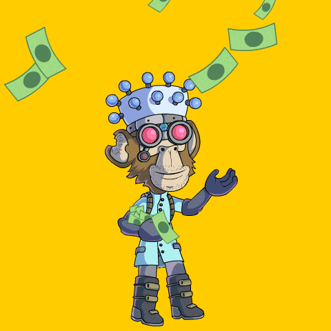 A Cartoon Monkey With A Crown On His Head Is Holding Money GIF