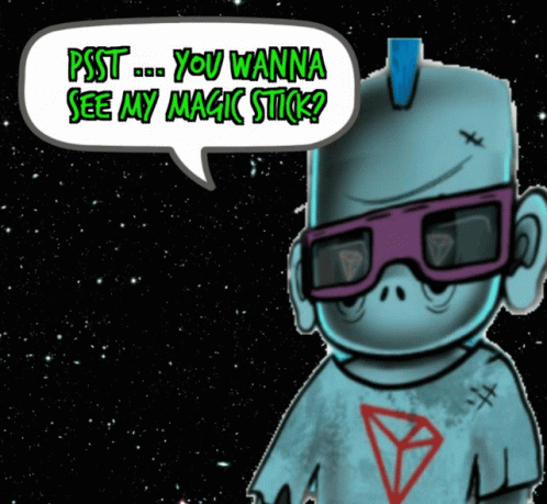 A Cartoon Monkey With A Speech Bubble That Says Psst You Wanna See My Magic Stick GIF