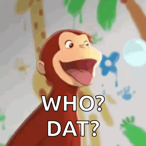 A Cartoon Monkey With Its Tongue Hanging Out And The Words " Who Dat " Below It GIF
