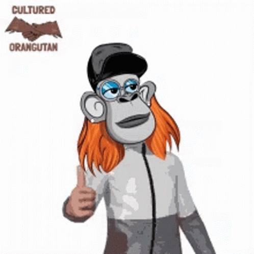 A Cartoon Monkey With Red Hair And Glasses Is Wearing A Hat And Sunglasses . GIF