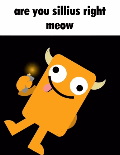 A Cartoon Monster With Horns Is Holding A Flashlight And Says Are You Sillius Right Meow GIF