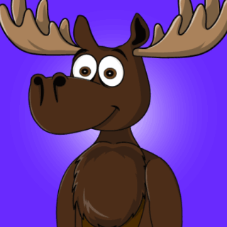 A Cartoon Moose With A Purple Background And Big Eyes GIF