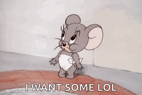 A Cartoon Mouse In A Diaper Is Screaming And Saying I Want Some Lol GIF
