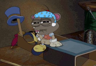 A Cartoon Mouse Wearing A Top Hat And A Bandana GIF