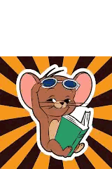 a cartoon mouse wearing sunglasses is holding a book