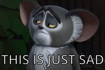 A Cartoon Mouse With A Sad Look On His Face And The Words This Is Just Sad Below Him GIF