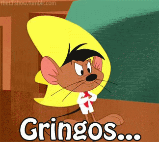 A Cartoon Mouse With A Sombrero And The Word Gringos On The Bottom GIF