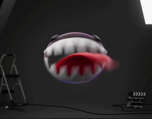 A Cartoon Mouth With A Red Tongue Sticking Out Is Floating In The Air GIF
