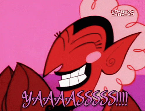 A Cartoon Network Advertisement With A Laughing Devil GIF