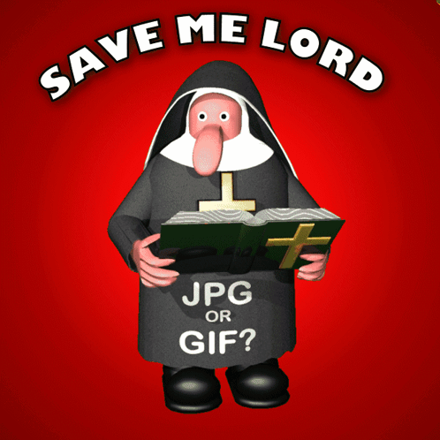 A Cartoon Nun Holding A Bible With The Words Save Me Lord On The Top GIF