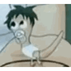 a cartoon of a baby with a pacifier in its mouth .
