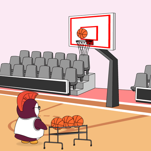 A Cartoon Of A Basketball Hoop With A Basketball In It GIF