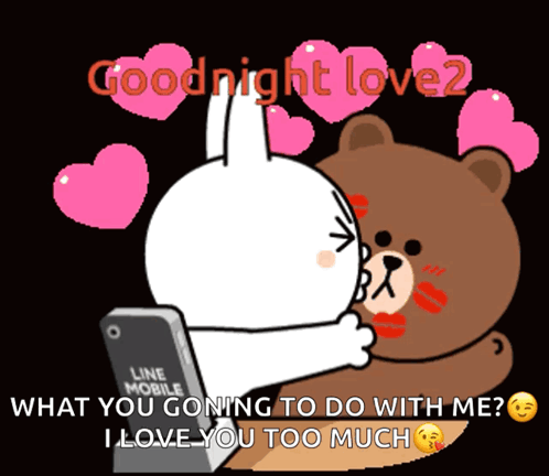 A Cartoon Of A Bear And A Rabbit Hugging With The Words Goodnight Love 2 GIF