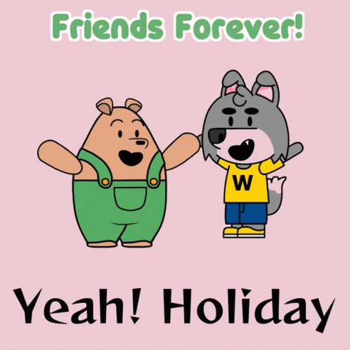 A Cartoon Of A Bear And A Wolf Saying Friends Forever GIF