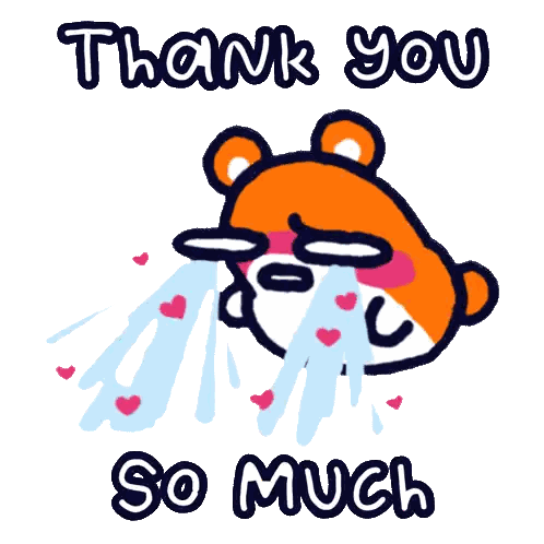 a cartoon of a bear crying with the words thank you so much above it