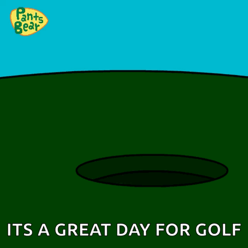 A Cartoon Of A Bear Holding A Golf Club With The Words It 'S A Great Day For Golf Below Him GIF