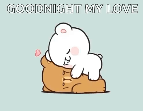 A Cartoon Of A Bear Hugging Another Bear With The Words `` Goodnight My Love '' . GIF