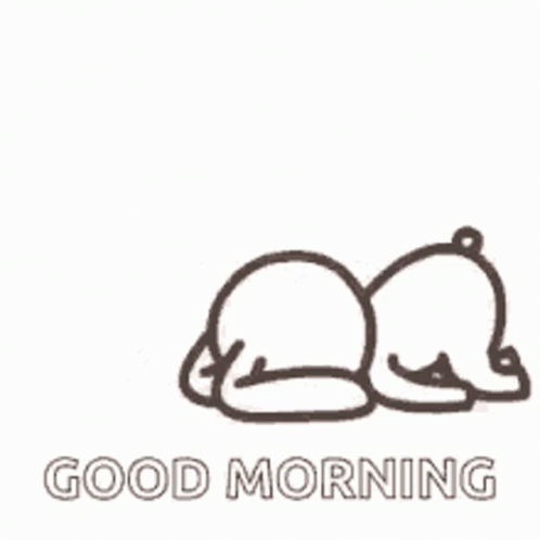 A Cartoon Of A Bear Laying On Its Back With The Words `` Good Morning '' . GIF