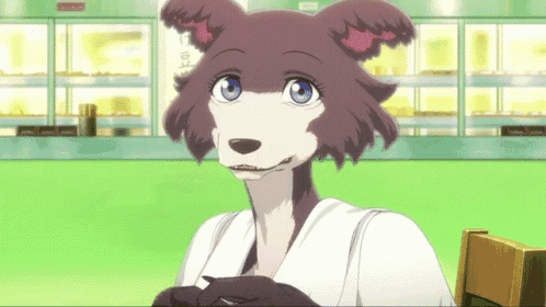 A Cartoon Of A Bear Sitting In A Chair GIF