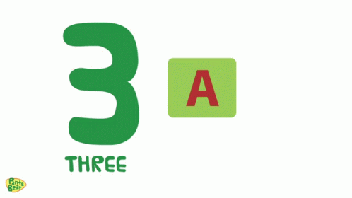 A Cartoon Of A Bear Sitting On A Block With The Number Three On It GIF