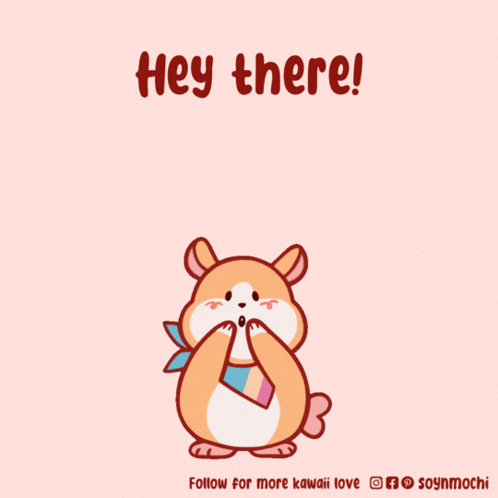 A Cartoon Of A Bear Surrounded By Pink Hearts With The Words Hey There GIF